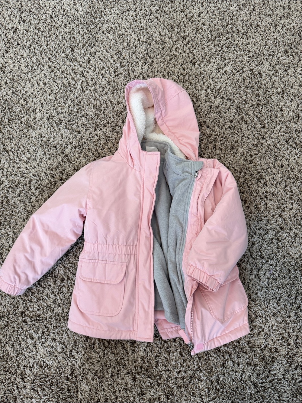 Kids' Pink Hooded Winter Jacket